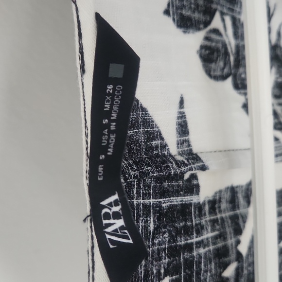 ZARA leaf print linen top with bow - Picture 2 of 5